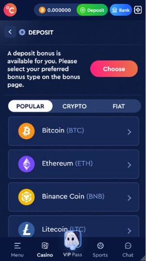 celsius casino caisse et options de dépôt en euros