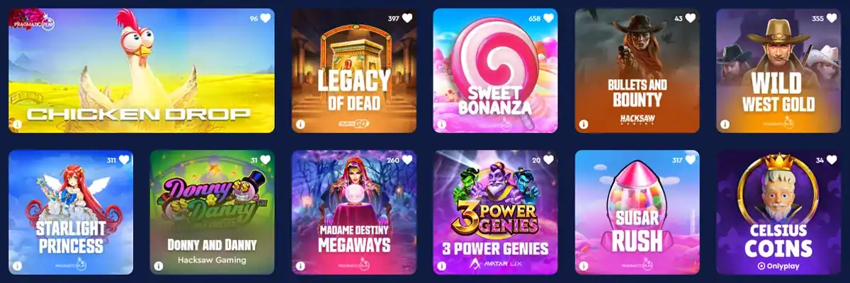 celsius casino catalogue de jeux en un coup d'œil
